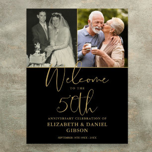 Póster Cartel de bienvenida al 50 aniversario de bodas co