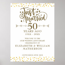 Póster Cartel de bienvenida al 50 aniversario de bodas re