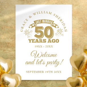 Póster Cartel de bienvenida al 50 aniversario de bodas re