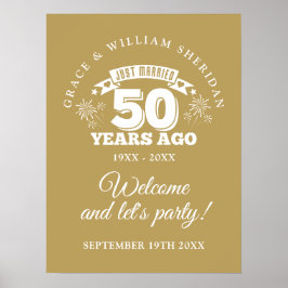 Póster Cartel de bienvenida al 50° aniversario del Boda r