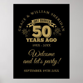 Póster Cartel de bienvenida al 50° aniversario del Boda r