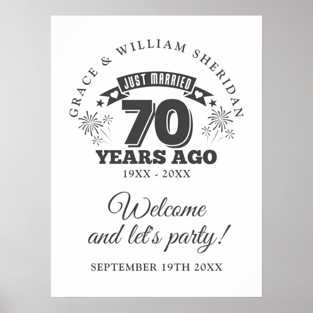 Póster Cartel de bienvenida al 70° aniversario del Boda r (Frente)