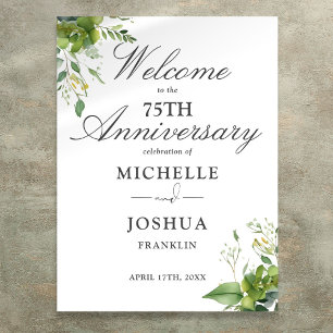 Póster Cartel de bienvenida al 75 aniversario de boda con