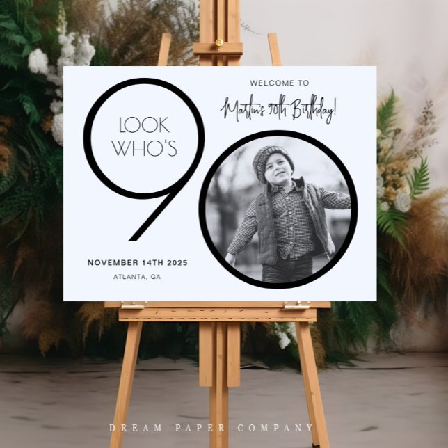 Póster Cartel de Bienvenida al 90 Cumpleaños Foto Moderna (Subido por el creador)