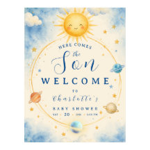 Cartel de Bienvenida al Baby Shower del Hijo Aquí 
