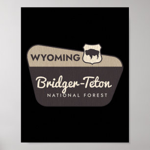 Póster Cartel de bienvenida al Bosque Nacional Bridger-Te