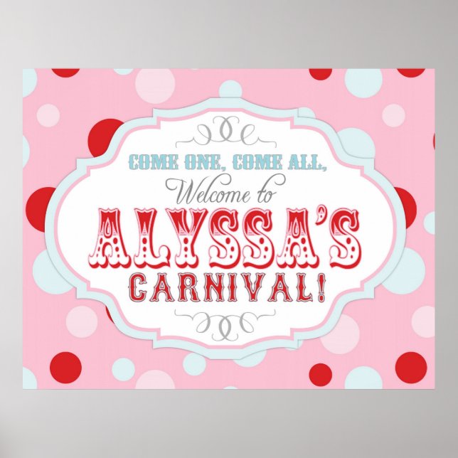 Póster Cartel de bienvenida al Carnaval o Circo para Ally (Frente)