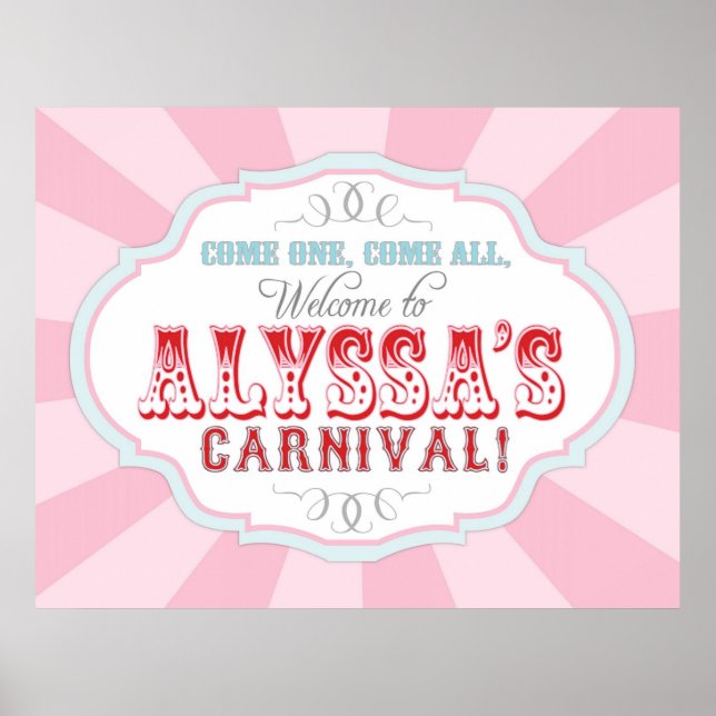 Póster Cartel de bienvenida al Carnaval o Circo para Ally (Frente)