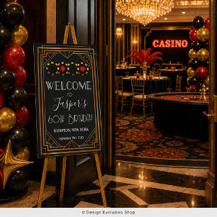 Póster Cartel de bienvenida al casino Art Déco de los año