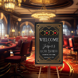 Póster Cartel de bienvenida al casino Art Déco de los año
