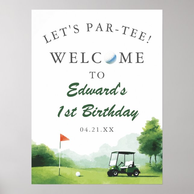 Póster Cartel de bienvenida al cumpleaños del buggy de go (Frente)