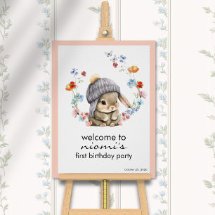 Póster Cartel de bienvenida al primer cumpleaños de Bunny