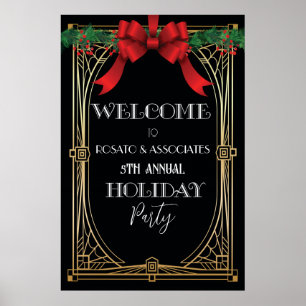 Póster Cartel de bienvenida Art Déco de las fiestas de la