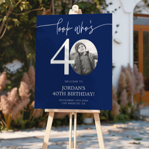 Póster Cartel de bienvenida azul para 40 cumpleaños Mir