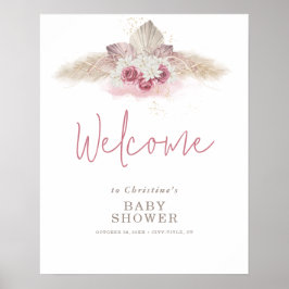 Póster Cartel de bienvenida Boho Pampas Grass para baby s