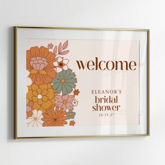Póster Cartel de bienvenida boho retro floral lindo para  (Subido por el creador)