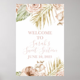 Póster Cartel de bienvenida Boho Sweet 16