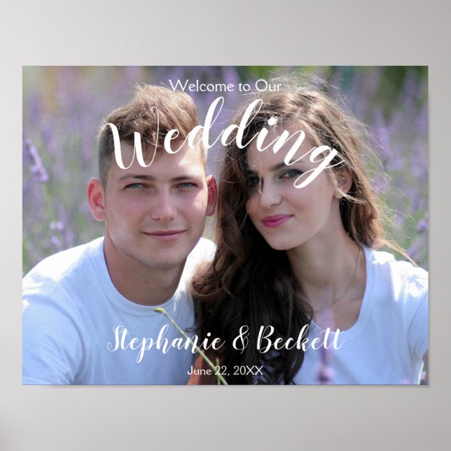 Póster Cartel de bienvenida con foto a nuestra boda (Frente)