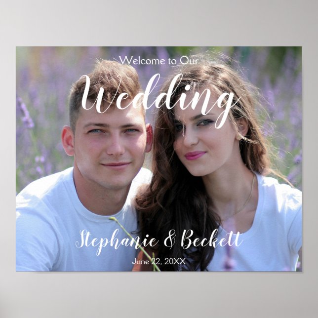 Póster Cartel de bienvenida con foto a nuestra boda (Frente)