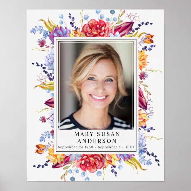 Póster Cartel de bienvenida con foto de suculentas en mem (Frente)