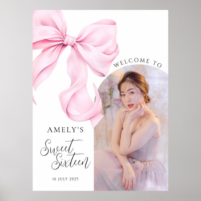 Póster Cartel de bienvenida con lazo para Sweet Sixteen c (Frente)