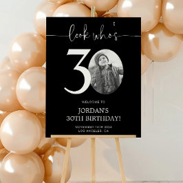 Póster Cartel de Bienvenida Cumpleaños 30 Negro | Mira Qu