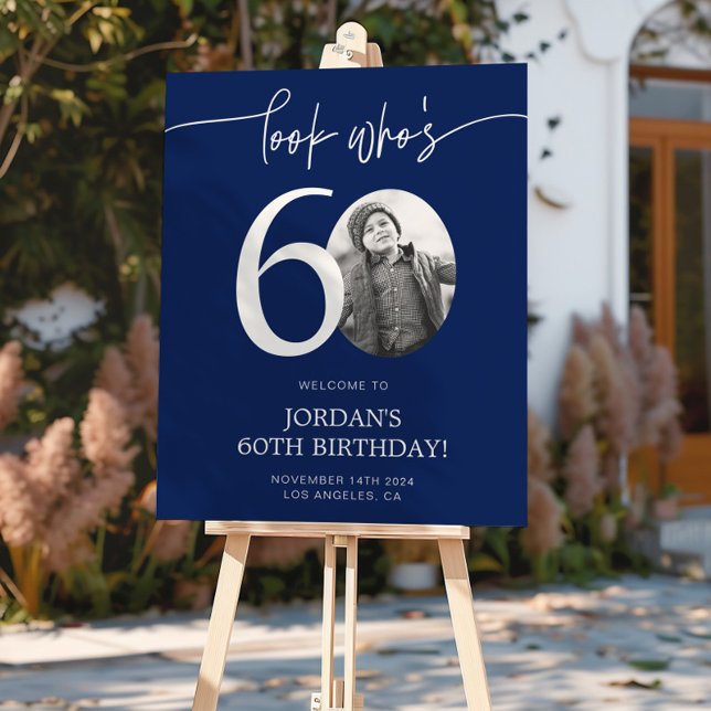 Póster Cartel de Bienvenida Cumpleaños 60 Azul | Mira Qui (Subido por el creador)