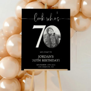 Póster Cartel de Bienvenida Cumpleaños 70 Negro   Mira Qu