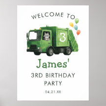 Cartel de Bienvenida Cumpleaños Camión de Basura V