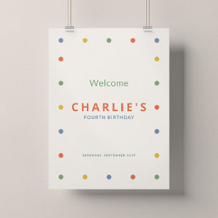 Póster Cartel de bienvenida Cumpleaños Colour Pop Dots 18