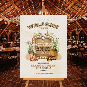 Póster Cartel de Bienvenida Cumpleaños Rhinestone Rodeo