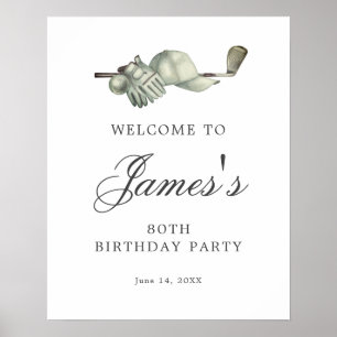 Póster Cartel de bienvenida de 80 cumpleaños del Golf des