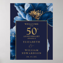 Cartel de bienvenida de aniversario de 50 años con