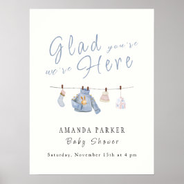 Póster Cartel de bienvenida de Baby Shower de Blue Winter