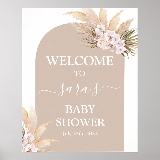 Póster Cartel de bienvenida de Baby Shower de Bohemie Pam (Frente)
