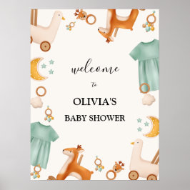 Póster Cartel de bienvenida de Baby Shower de Boho Baby C