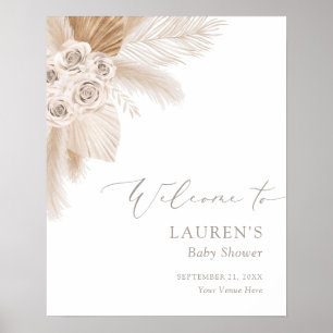 Póster Cartel de bienvenida de Baby Shower de Boho Pampas
