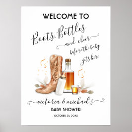 Póster Cartel de bienvenida de Baby Shower de Cowboy Boot
