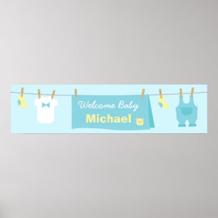 Póster Cartel de bienvenida de Baby Shower de Cute Boy Cl