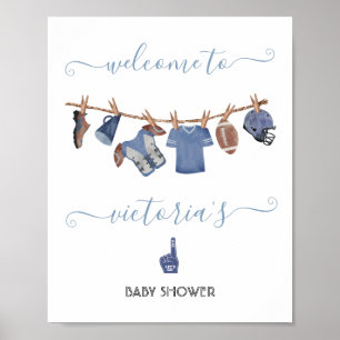 Póster Cartel de bienvenida de Baby Shower de Football Cl