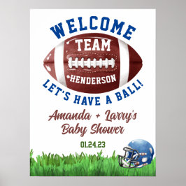 Póster Cartel de bienvenida de Baby Shower de fútbol para