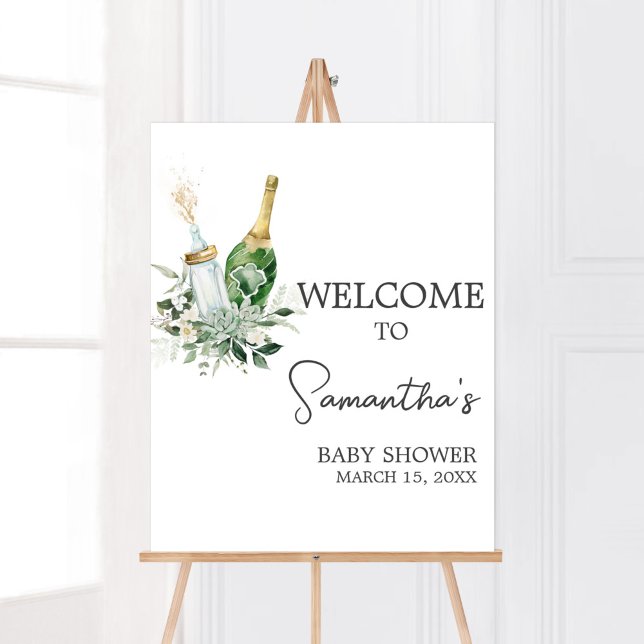 Póster Cartel de bienvenida de Baby Shower de las botella (Poppin' Baby Bottles Baby Shower Welcome Sign)