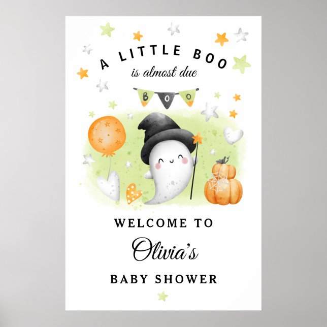 Póster Cartel de bienvenida de Baby Shower de Little Boo  (Frente)