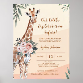 Póster Cartel de bienvenida de Baby Shower de Safari Gira