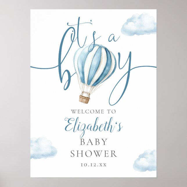Póster Cartel de bienvenida de Baby Shower de un niño glo (Frente)