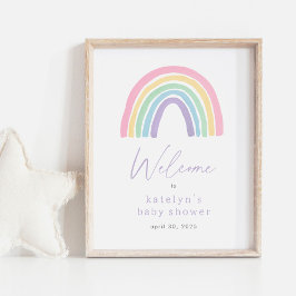 Póster Cartel de bienvenida de Baby Shower del arcoiris d