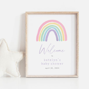 Póster Cartel de bienvenida de Baby Shower del arcoiris d