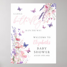Cartel de bienvenida de Baby Shower floral de mari
