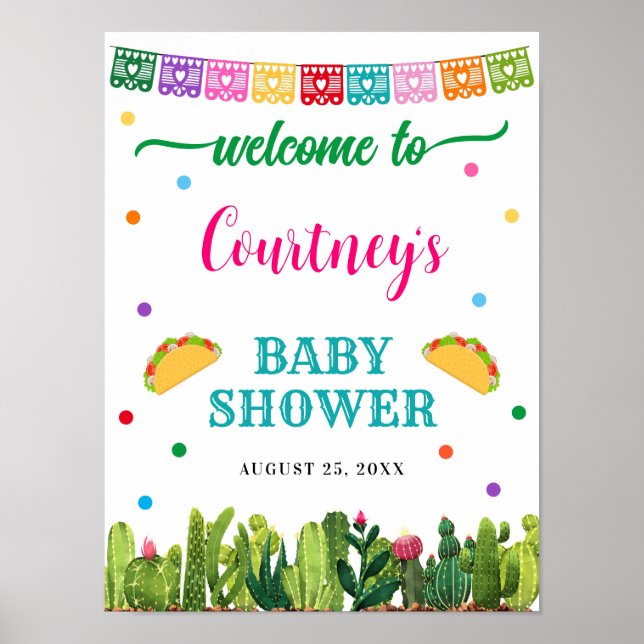 Póster Cartel de bienvenida de Baby Shower mexicano a tac (Frente)