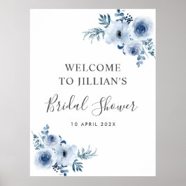 Póster cartel de bienvenida de baby shower nupcial floral